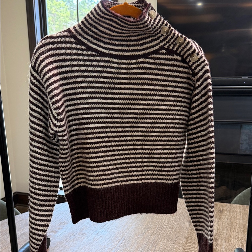 Universal Thread Striped Mock Neck Button-Shoulde… - image 1